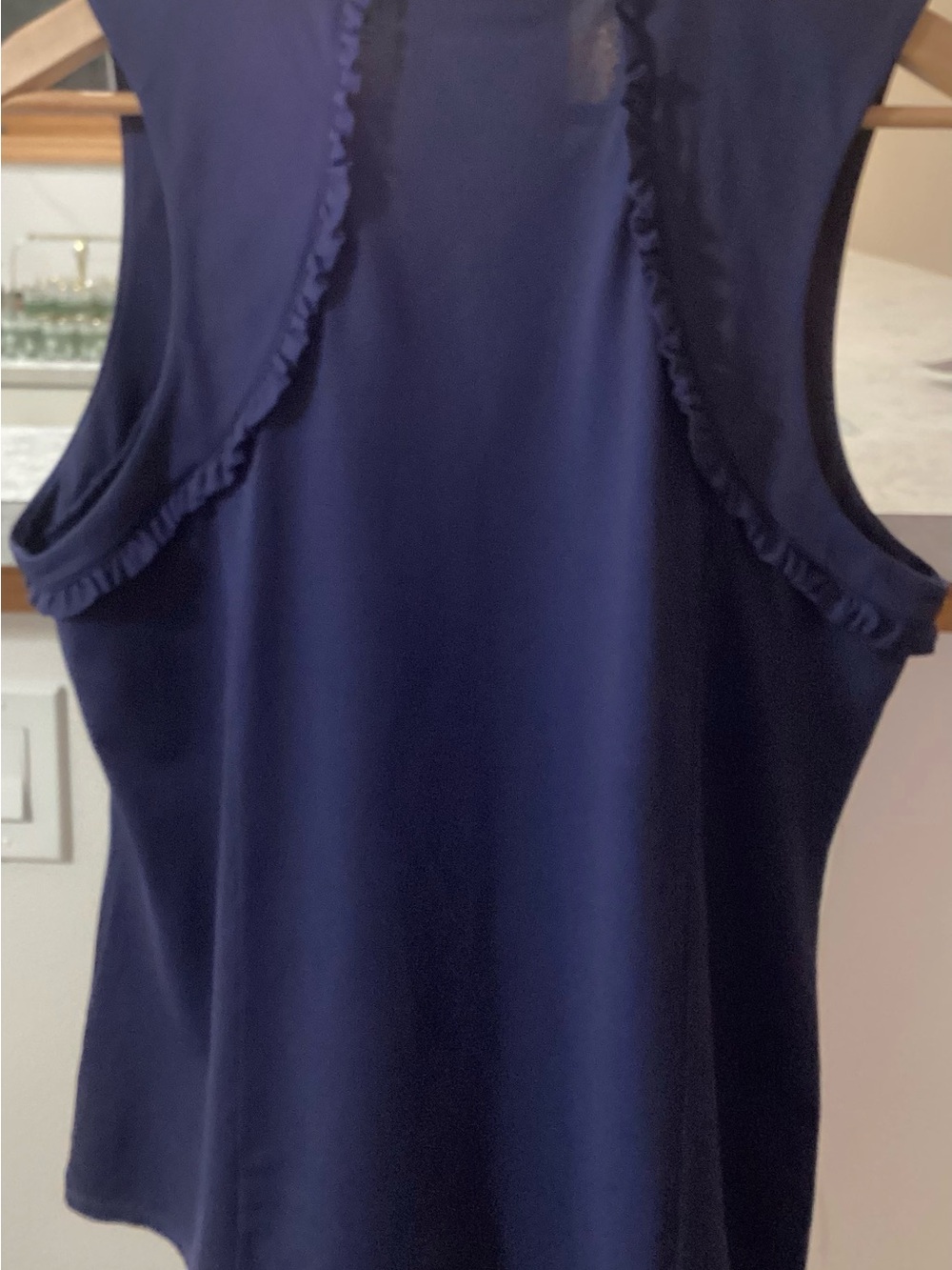 Women's Navy Sleeveless Ruffle-Trim Polo Top - Picture 5 of 9